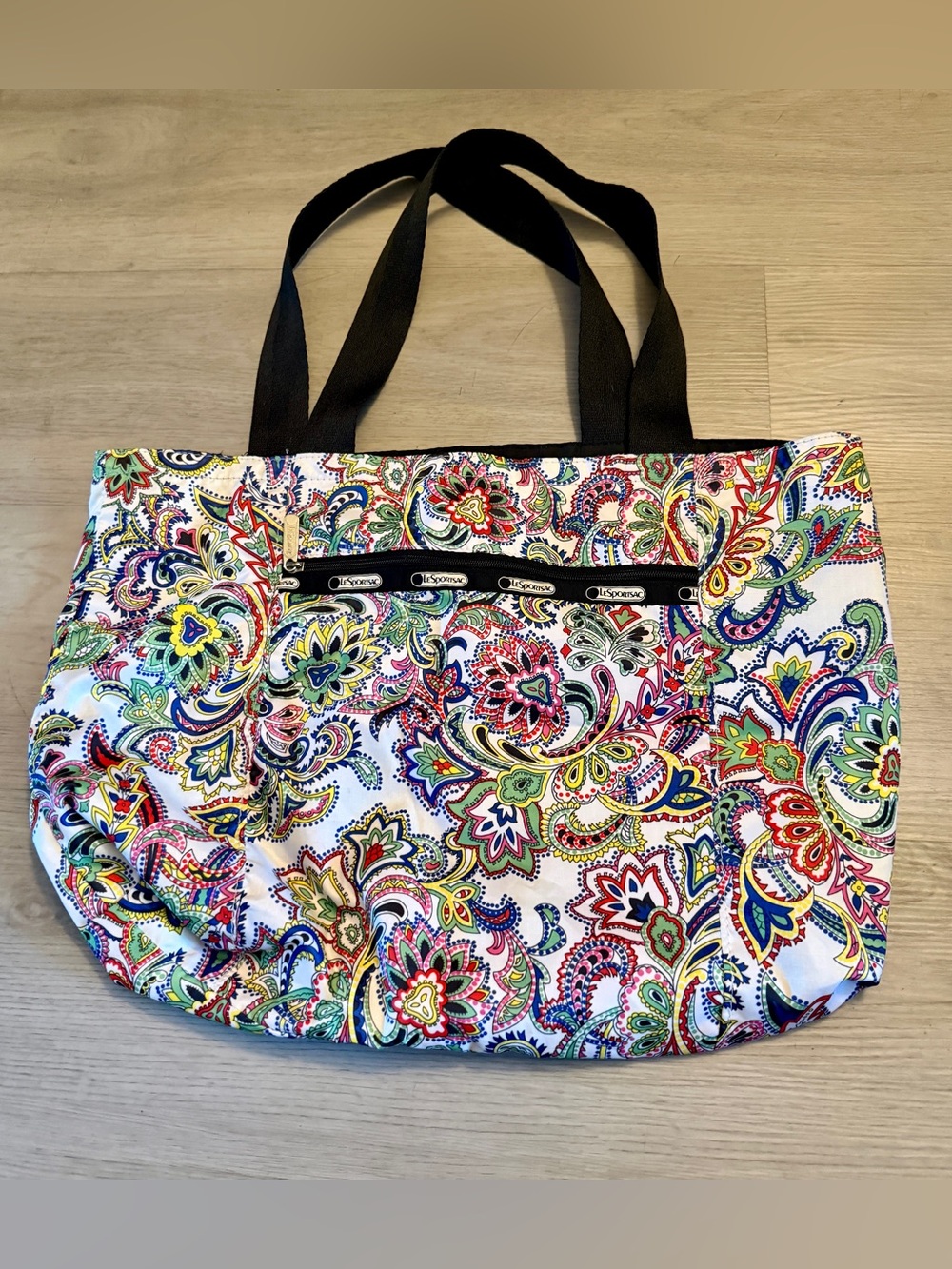 Lesportsac Multicolor Pastel Paisley Tote Bag 18” X 13” X 4” Cottagecore Boho